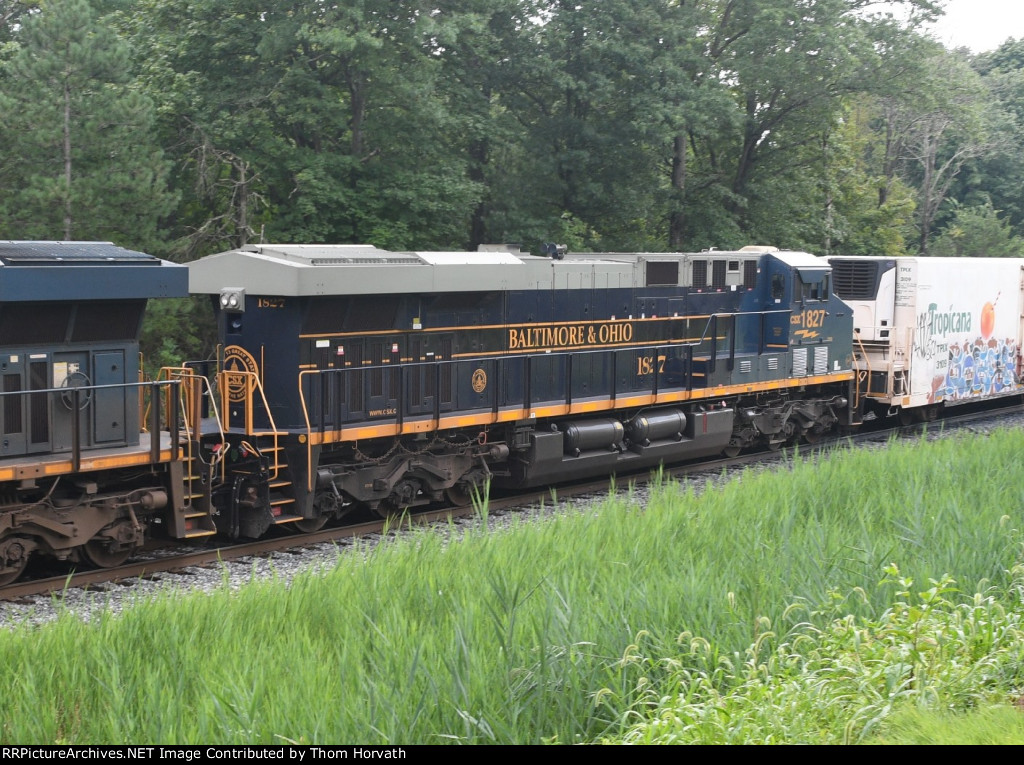 CSX's Baltimore & Ohio heritage unit is the trailing unit on I032 @ MP 50